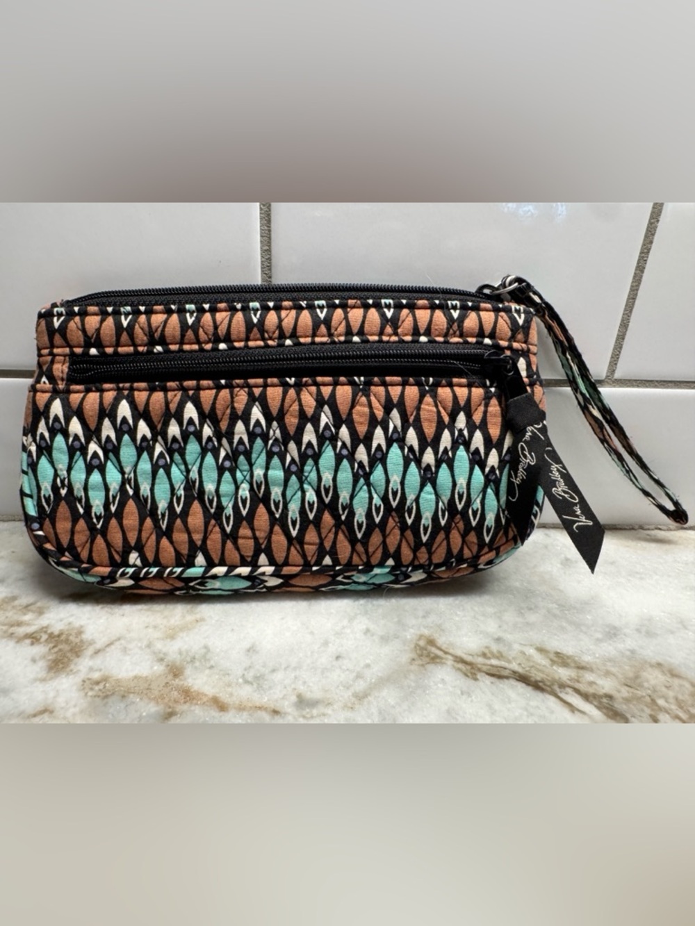 Vera Bradley Tetired “Sierra Stream” Quilted Wristlet